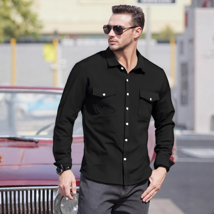 Herren Lässiges Langarmhemd mit praktischen Brusttaschen und modernem Schnitt