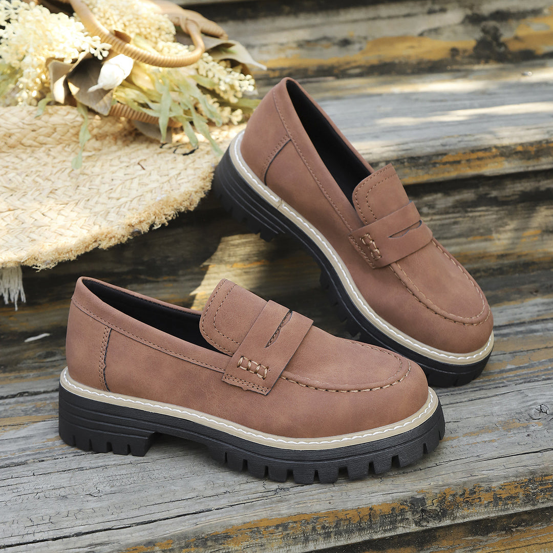Damen Chunky-Lug-Loafer mit Penny-Riemen und profilierter Gummisohle Nord Taschen