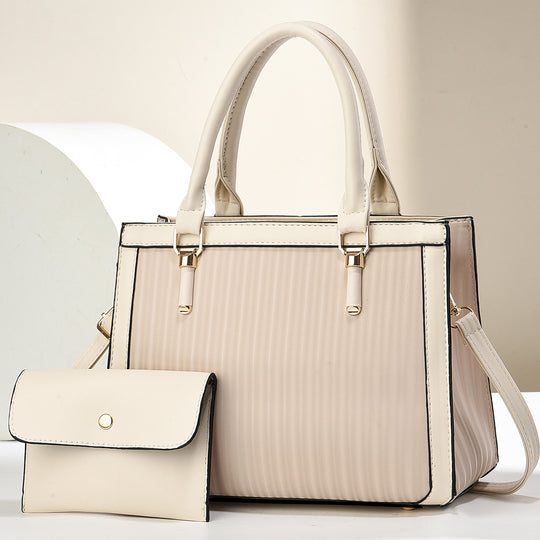 Damen elegante Handtasche mit Streifenstruktur und abnehmbarer Clutch Nord Taschen