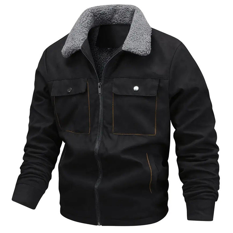 Herren  gefütterte Pilotjacke mit Teddyfell-Innenfutter, Brustklappen und durchgehendem Reißverschluss Nord Taschen