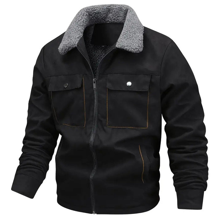 Herren  gefütterte Pilotjacke mit Teddyfell-Innenfutter, Brustklappen und durchgehendem Reißverschluss Nord Taschen