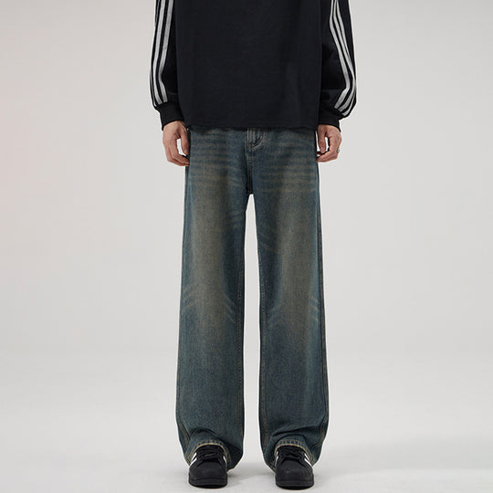 Herren Baggy-Jeans mit tiefem Schritt, verwaschener Vintage-Denim und geradem Bein Nord Taschen