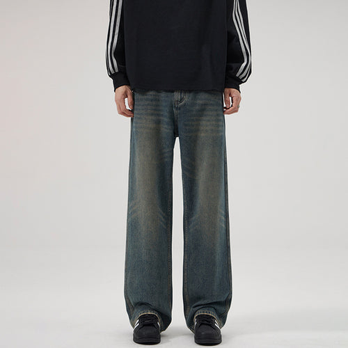 Herren Baggy-Jeans mit tiefem Schritt, verwaschener Vintage-Denim und geradem Bein Nord Taschen