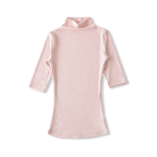 Damen Figurbetontes Stehkragen-Shirt mit halblangen Ärmeln Nord Taschen