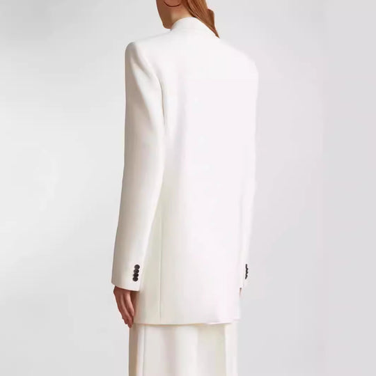 Damen Minimalistischer Longblazer mit asymmetrischer Ein‑Knopf‑Front und cleanem Longline‑Schnitt Nord Taschen