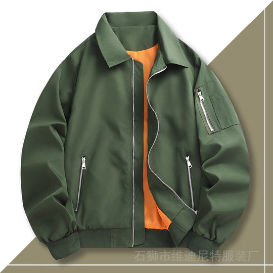 Herren Leichter Twill-Bomber mit kontrastierendem Futter, Reißverschlusstaschen und Ärmeltasche Nord Taschen