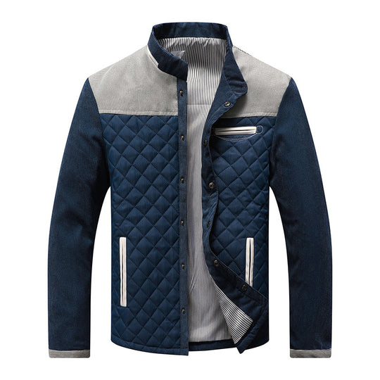 Herren Gepolsterte Rauten‑Steppjacke mit Stehkragen und Kontrastbesatz Nord Taschen