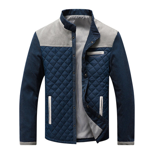 Herren Gepolsterte Rauten‑Steppjacke mit Stehkragen und Kontrastbesatz Nord Taschen
