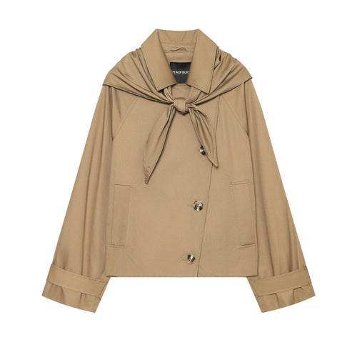 Damen Kurzgeschnittener Cape‑Trench mit integriertem Bindeschal und überschnittener Schulterpartie Nord Taschen