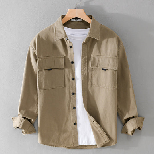 Herren Hemdjacke aus robustem Baumwolltwill mit zwei Brustklappen und Relaxed‑Fit Nord Taschen