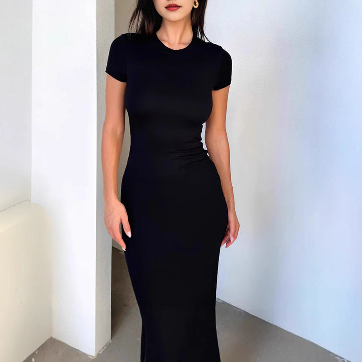 Damen Figurbetontes Maxikleid mit kurzen Ärmeln