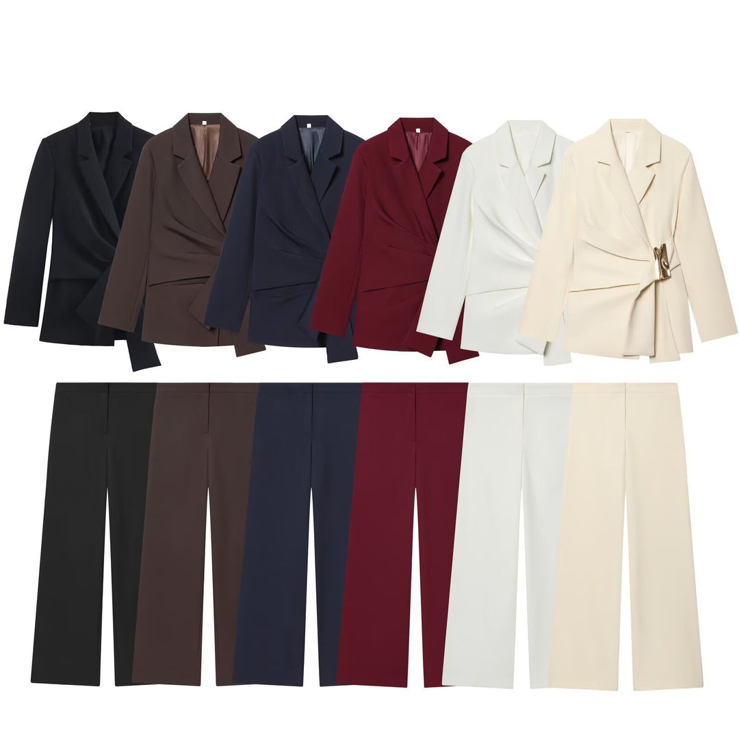 Damen Hochtaillierte Palazzo-Hose mit weitem Bein und glattem Bund Nord Taschen