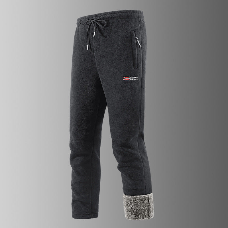 Herren Thermo-Fleece-Jogginghose mit Sherpa‑Bündchen, Kordelzug & Reißverschlusstaschen Nord Taschen