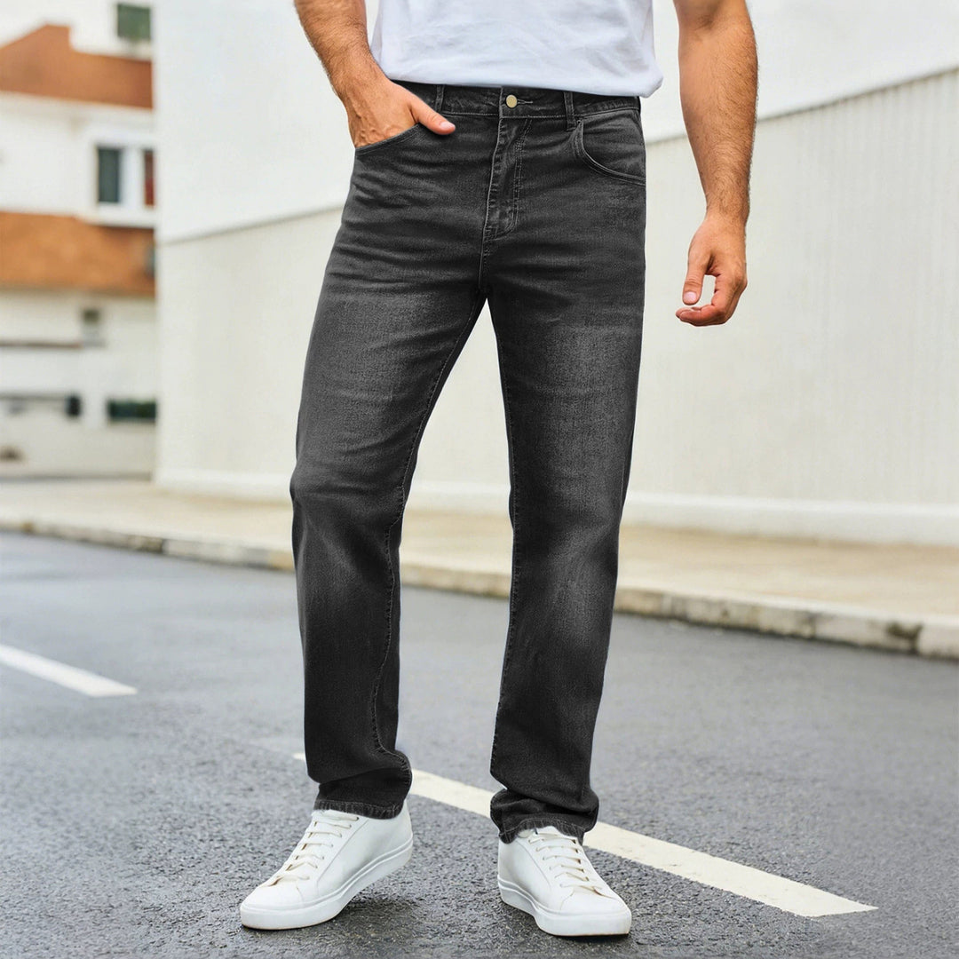 Herren lässige Straight-Leg-Jeans mit mittlerer Bundhöhe und Komfortstretch Nord Taschen