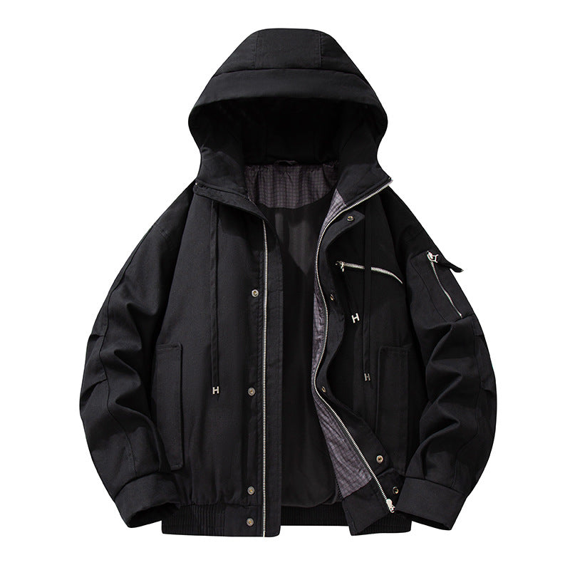 Herren Utility-Kapuzenjacke mit Reißverschluss, multifunktionalen Taschen und elastischem Saum Nord Taschen