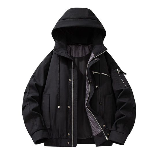 Herren Utility-Kapuzenjacke mit Reißverschluss, multifunktionalen Taschen und elastischem Saum Nord Taschen