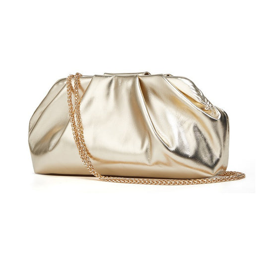 Damen elegantes Clutch mit metallischem Finish und zeitgemäßem Kettenriemen Nord Taschen
