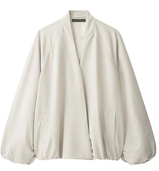 Damen Oversize‑Kimono‑Jacke mit voluminösen Ballonärmeln und elastischem Saum Nord Taschen