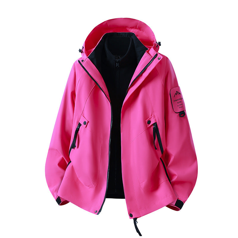 Herren Zwei-in-eins Wetterschutzjacke mit abnehmbarer Steppweste und verstellbarer Kapuze Nord Taschen