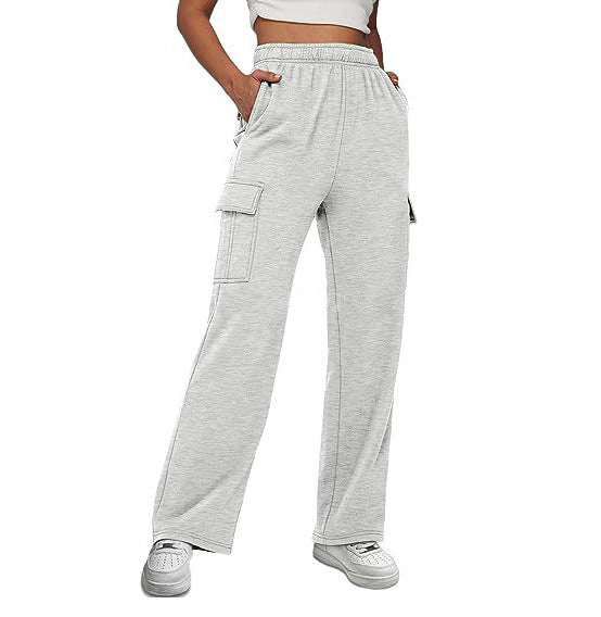 Damen Cargo-Hose mit weitem Bein, elastischem Bund und Cargotaschen Nord Taschen