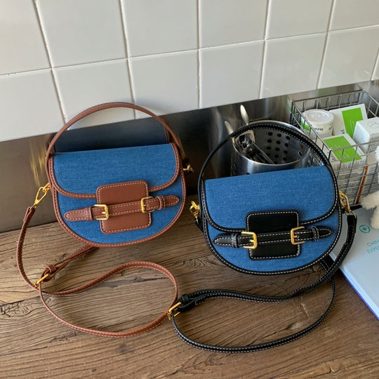 Damen Umhängetasche aus strapazierfähigem Denim mit Lederakzenten Nord Taschen