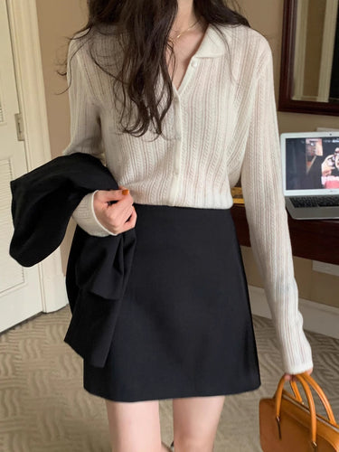 Damen Leichter Ajourstrick-Knopfccardigan mit Hemdkragen und feiner Zopfmusterstruktur Nord Taschen