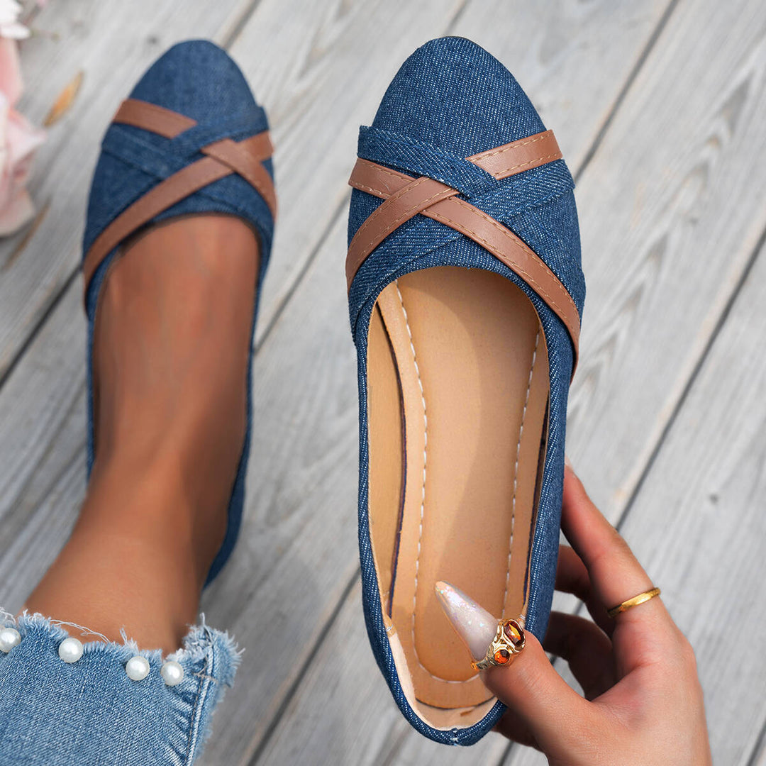 Damen elegante Ballerinas mit gekreuzten Riemen