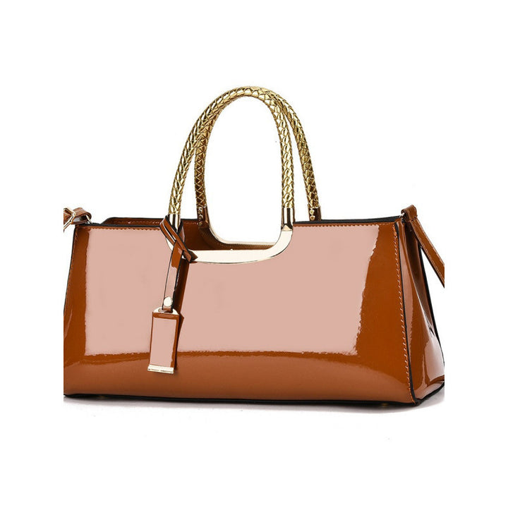 Damen elegante Schultertasche aus hochwertigem Kunstleder mit glänzendem Finish Nord Taschen