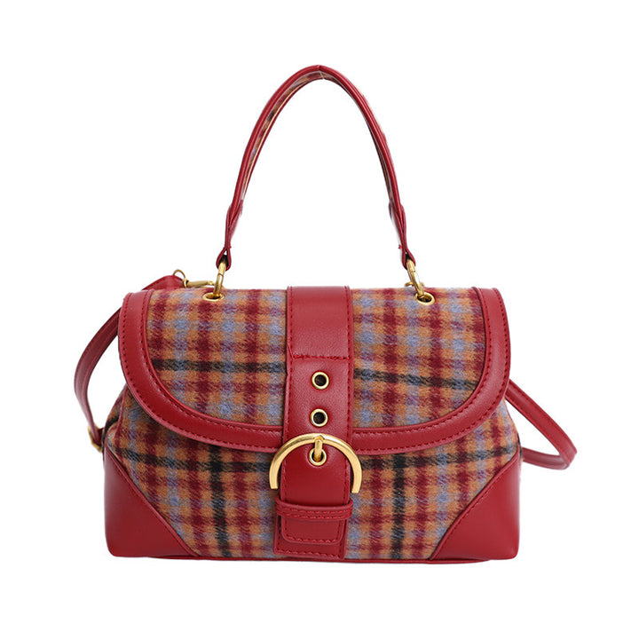 Damen Handtasche mit modernem Karomuster und elegantem Verschluss Nord Taschen