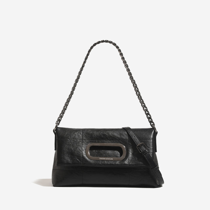 Damen Umhängetasche aus weichem Leder mit dekorativem Kettenriemen Nord Taschen
