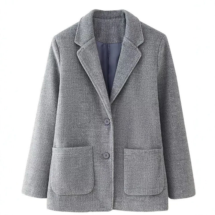 Damen Taillierte Blazerjacke mit asymmetrischer Knopfleiste und Rundhalsausschnitt Nord Taschen