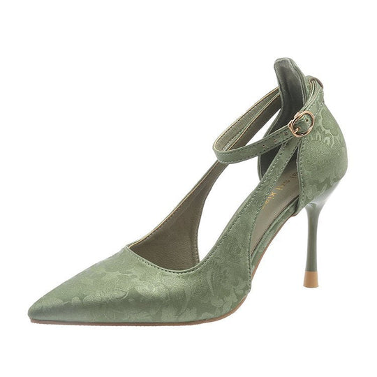 Damen Spitzen High Heels mit eleganter Fesselriemenverzierung