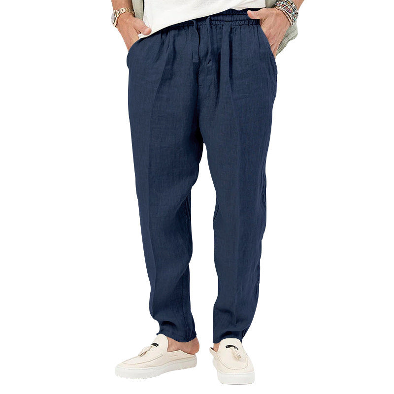 Herren Leichte Leinenhose mit elastischem Bund und praktischen Eingrifftaschen