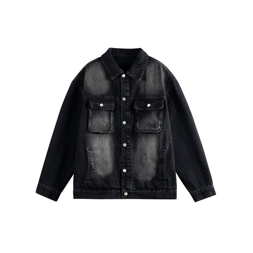 Herren Oversize-Jeansjacke mit Used-Waschung, aufgesetzten Brusttaschen und Knopfverschluss Nord Taschen