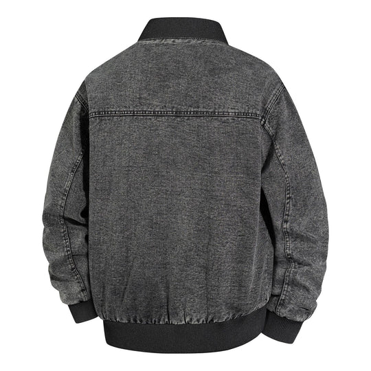 Herren Denim-Bomberjacke mit Rippkragen und Druckknopfverschluss Nord Taschen