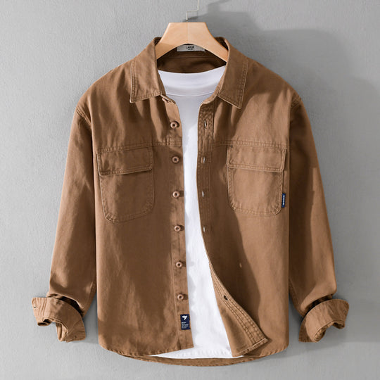 Herren Overshirt-Jacke aus Baumwoll-Twill mit aufgesetzten Brusttaschen und Knopfleiste Nord Taschen