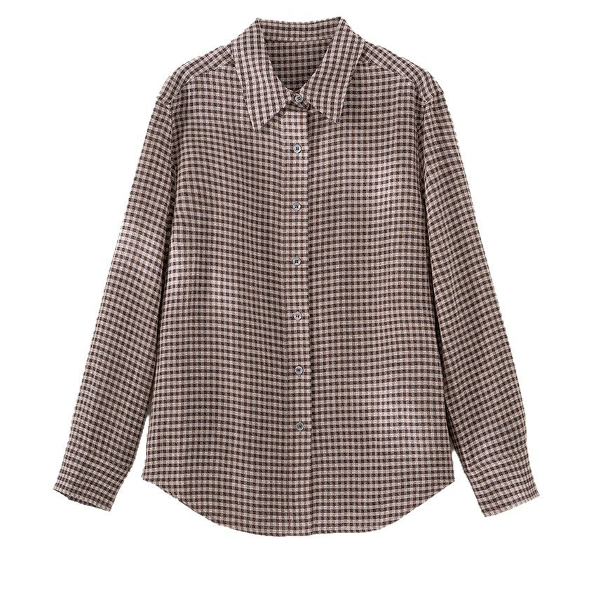 Damen Karierte Oversize-Hemdenbluse mit durchgehender Knopfleiste Nord Taschen