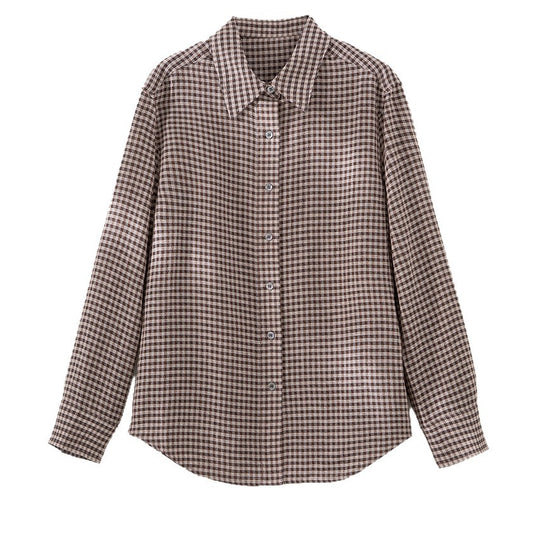Damen Karierte Oversize-Hemdenbluse mit durchgehender Knopfleiste Nord Taschen