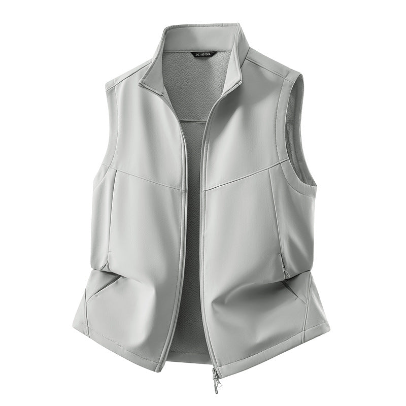 Damen Ärmellose Softshell-Weste mit Stehkragen, Stretchfutter und Zweiwege-Reißverschluss Nord Taschen