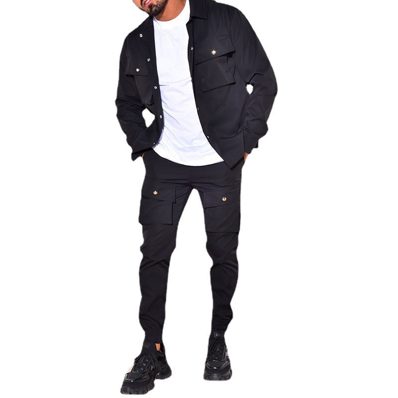 Herren modisches Cargo-Jacket mit passender Hose im Freizeitlook
