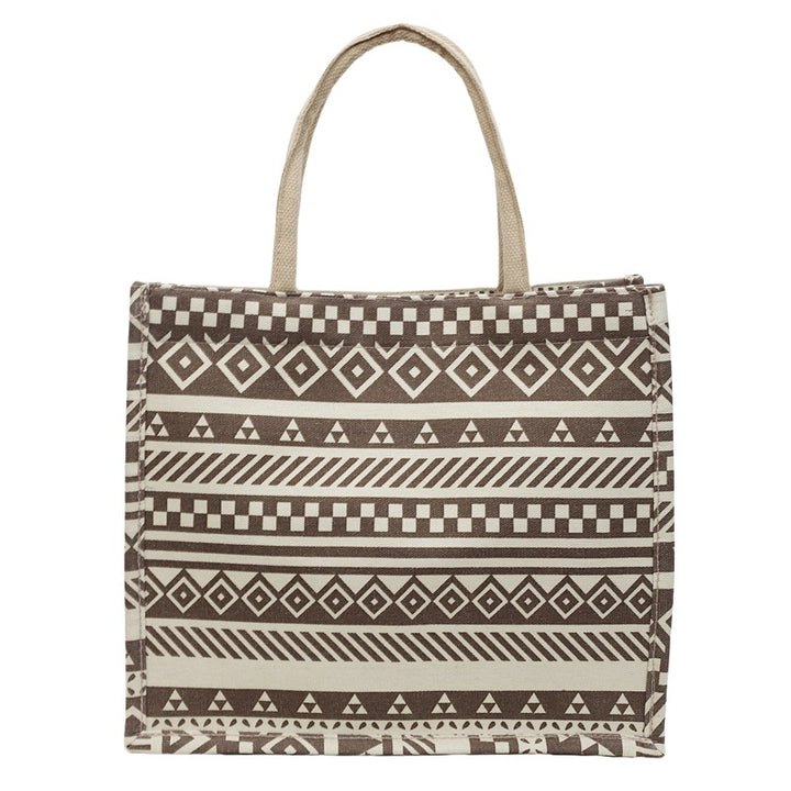 Damen Jute-Tragetasche mit kunstvollem Elefantenmuster und robusten Griffen Nord Taschen
