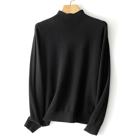 Damen Feiner Stehkragen-Pullover aus Kaschmir-Mix mit gerippten Abschlüssen Nord Taschen