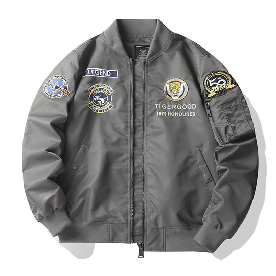 Herren Sportliche Bomberjacke mit vielen detaillierten Patches Nord Taschen