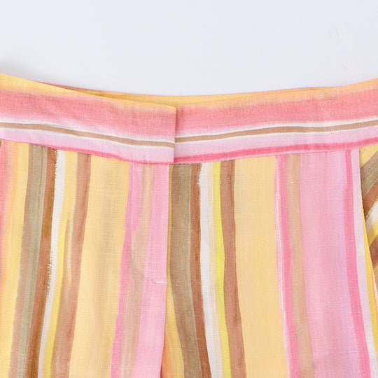 Damen 50+ hochtaillierte weite Palazzo‑Hose mit vertikalem Streifenmuster Nord Taschen
