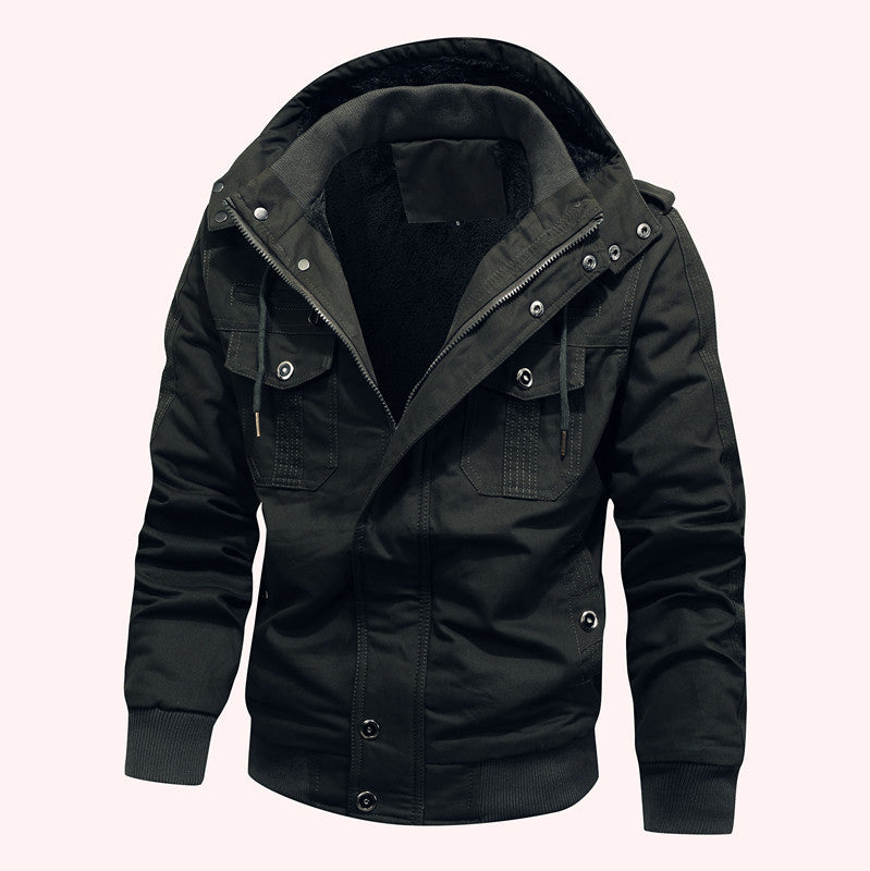 Herren Winddichte Canvas-Jacke mit Teddyfutter und Kapuze Nord Taschen