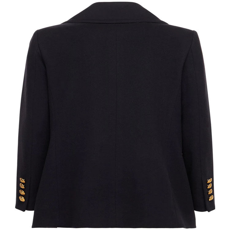 Damen Kurzer Zweireihiger Wollmix-Peacoat mit goldenen Zierrundknöpfen und taillierter Silhouette Nord Taschen