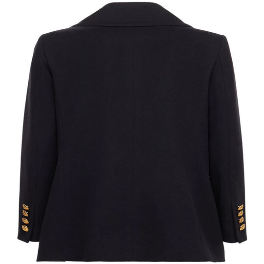 Damen Kurzer Zweireihiger Wollmix-Peacoat mit goldenen Zierrundknöpfen und taillierter Silhouette Nord Taschen