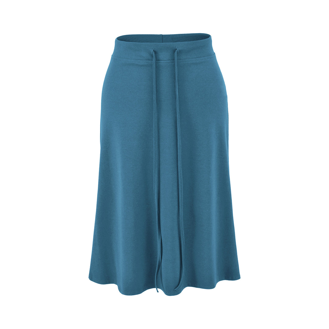 Damen Jersey-Midirock mit hohem Bund, Tunnelzug und A-Linien-Schnitt Nord Taschen