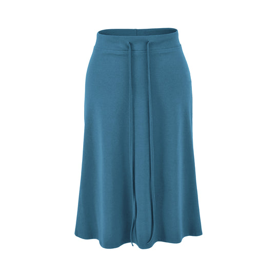 Damen Jersey-Midirock mit hohem Bund, Tunnelzug und A-Linien-Schnitt Nord Taschen