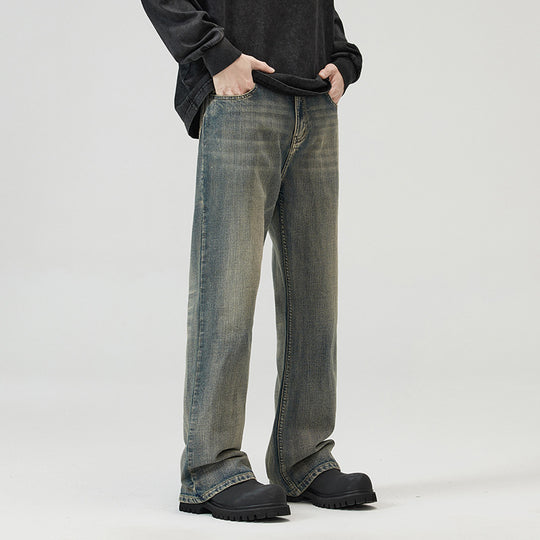 Herren Weit geschnittene Relaxed-Denimhose aus Vintage-Denim mit tiefem Schritt und leichter Used-Waschung Nord Taschen